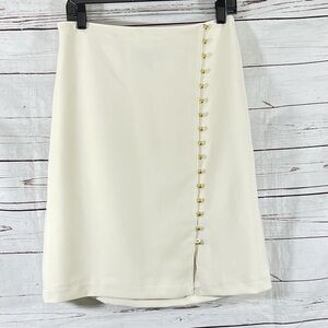Talbots Skirt Fayx Wrap with Gold Button Detail Sz 6